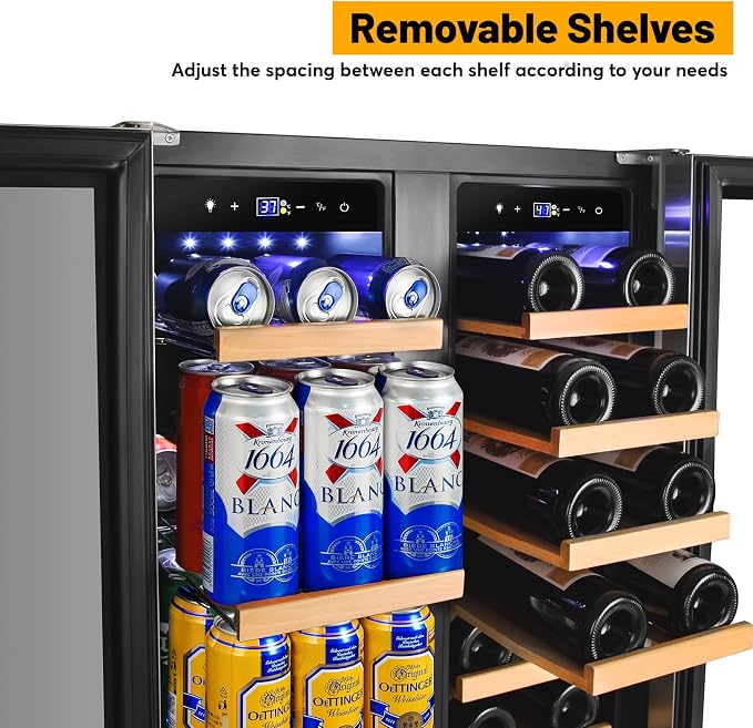 Wine and Beverage Refrigerator, 24 Inch Beverage Cooler Dual Zone - Image 3