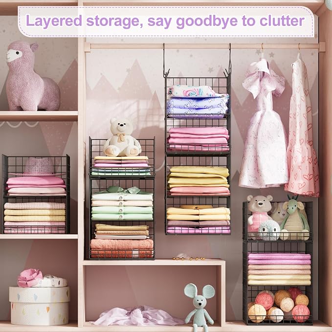 6 Tier Hanging Closet Organizers and Storage Stackable Hanging Closet Shelves - Image 7