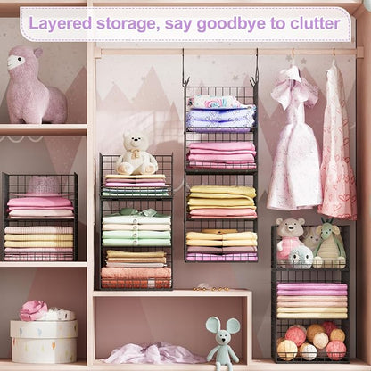 6 Tier Hanging Closet Organizers and Storage Stackable Hanging Closet Shelves - Image 7