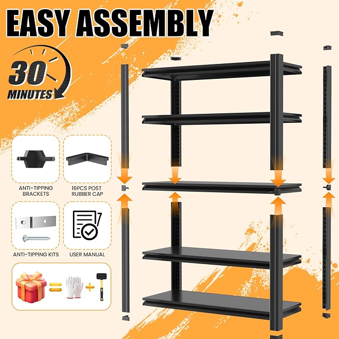 63" H Garage Shelving, Heavy Duty Storage Shelves, Garage Storage Shelves - Image 7