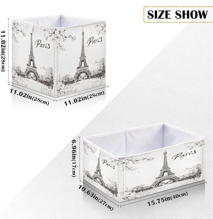 Storage Basket Paris Eiffel Tower Foldable 15.7 x 10.6 x 7 In Cube Storage Bin - Image 2