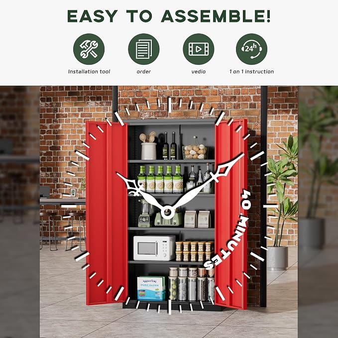 Greenvelly Metal Garage Storage Cabinet, Tall Cabinets - Image 5