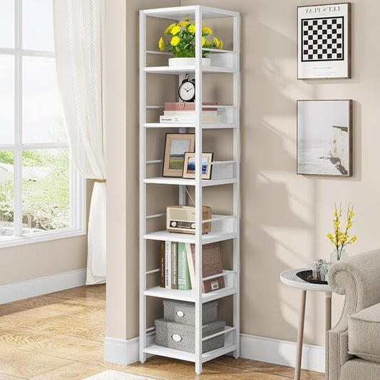 Tribesigns 6-Tier Corner Shelf, 75 Inch Tall Narrow Bookshelf Storage Rack | by Unknown