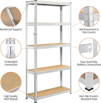 Topeakmart 5-Tier Utility Shelves, Metal Storage Shelves Garage Shelving Unit - Image 5