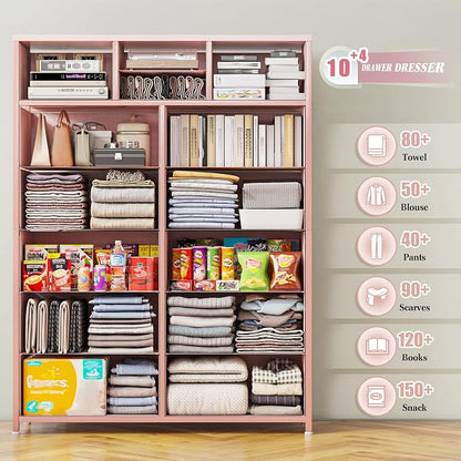 EnHomee 52.2" H Pink Dresser for Bedroom, Vertical Storage Tower, Anti-Tip | - Image 4