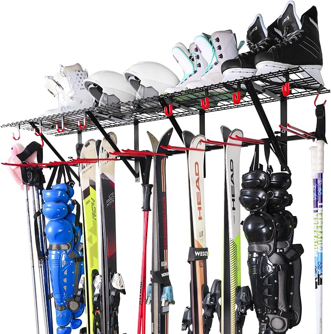 PLKOW Wall-Mounted Ski Rack, Skis Storage Rack by PLKOW