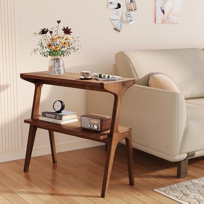 Solid Wood End Table, 2-Tier Side Table by TribewoodbyTribesigns