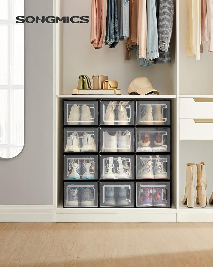 SONGMICS Shoe Boxes, Stackable Clear Plastic Boxes - Image 2