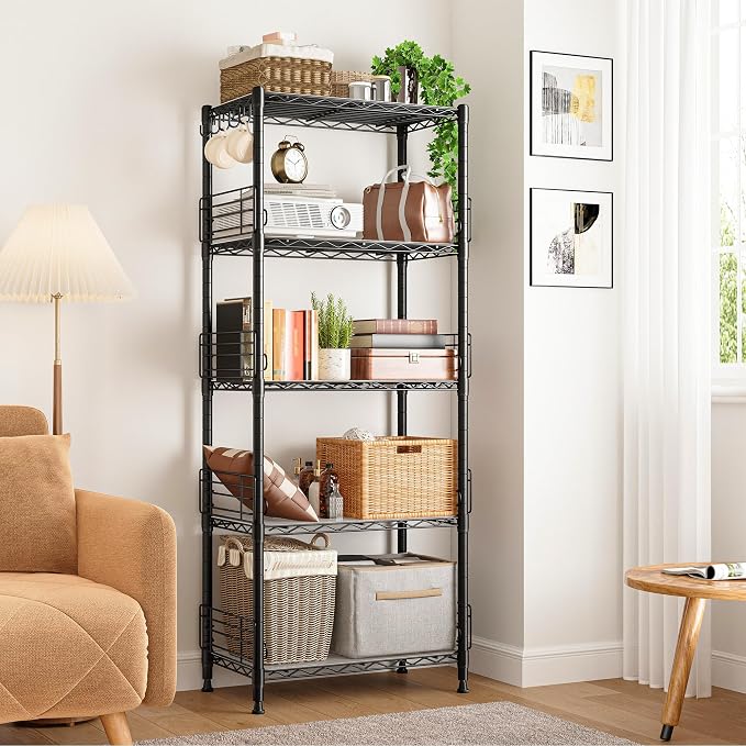 5 Tier Metal Shelving Unit Pantry Storage Shelves - Image 9