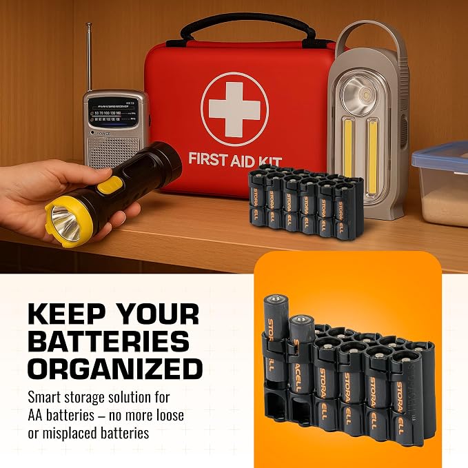 AA Battery Storage Caddy by Storacell, Holds 12 Batteries - Image 2