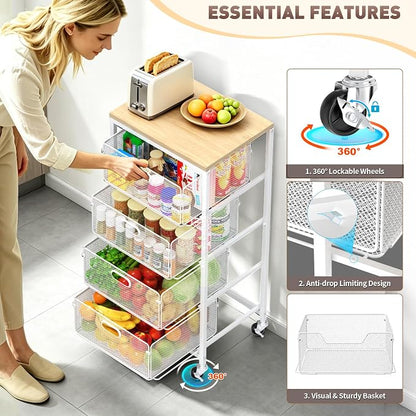 SUNALLY Rolling Kitchen Cart - Image 4