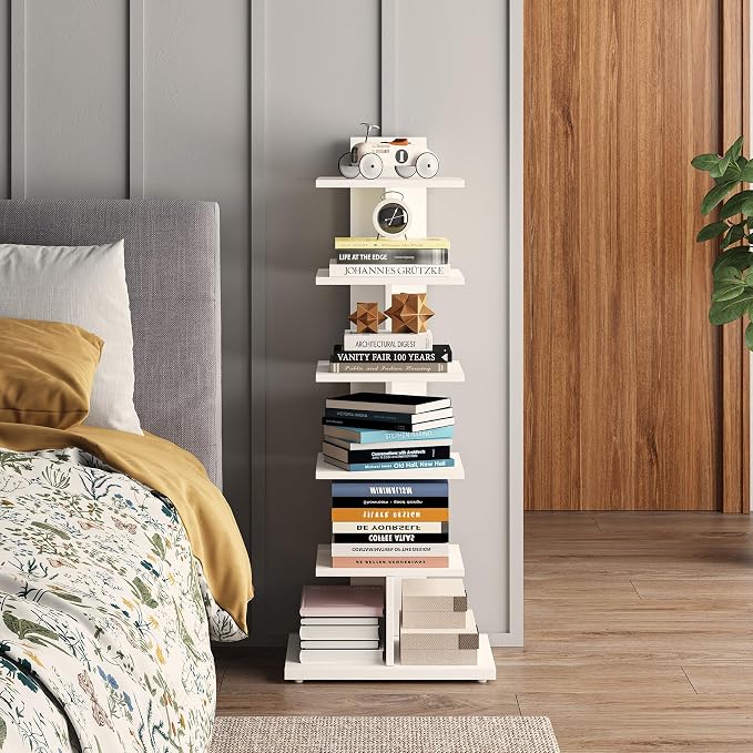 TUTOTAK Book Shelf, Narrow Spine Bookshelf, 6-Tier Bookcase - Image 6