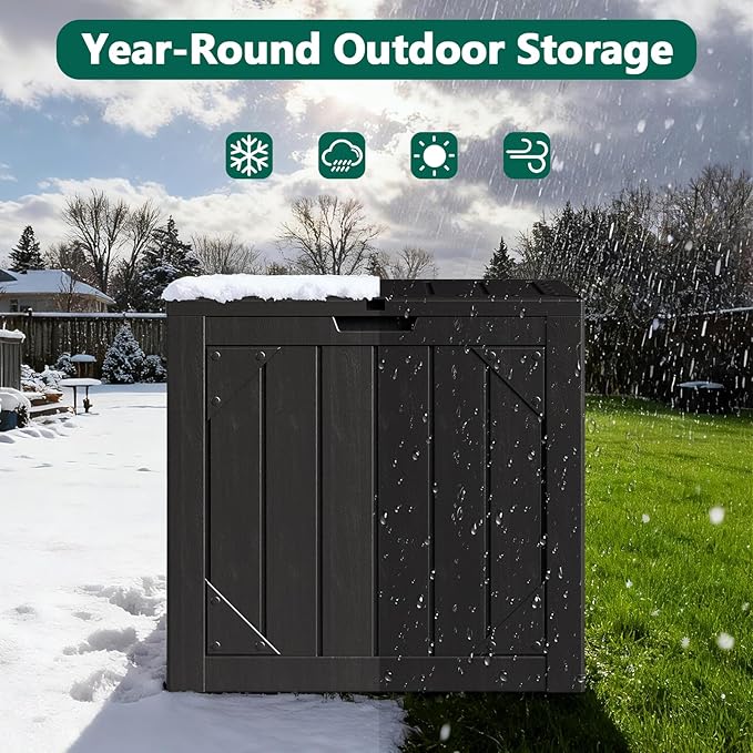 Outdoor Storage Box, 30 Gallon Deck Box Outdoor Storage Bench Outside - Image 4