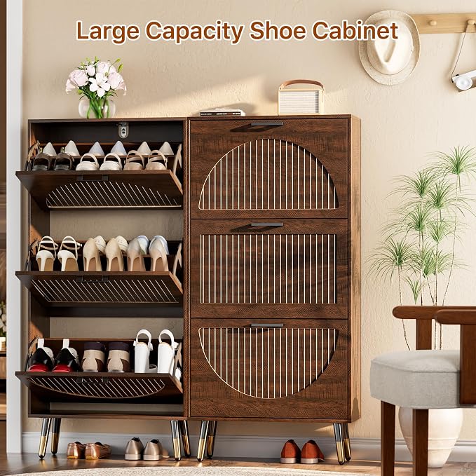 Farmhouse Shoe Cabinet Storage for Entryway, Slim Shoe Rack Cabinet - Image 4