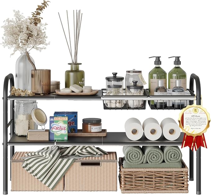 NETEL Under Sink Organizers and Storage, 2 Tier Expandable Under Cabinet by NETELOfficial