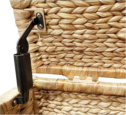eHemco Water Hyacinth Blanket Storage Trunk, 2 Safety Hinges, Wicker Decorative - Image 7