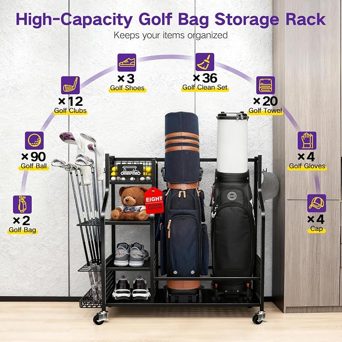 Golf Bag Storage Garage Organizer, Golf Bag Storage Stand and Other Golfing - Image 3