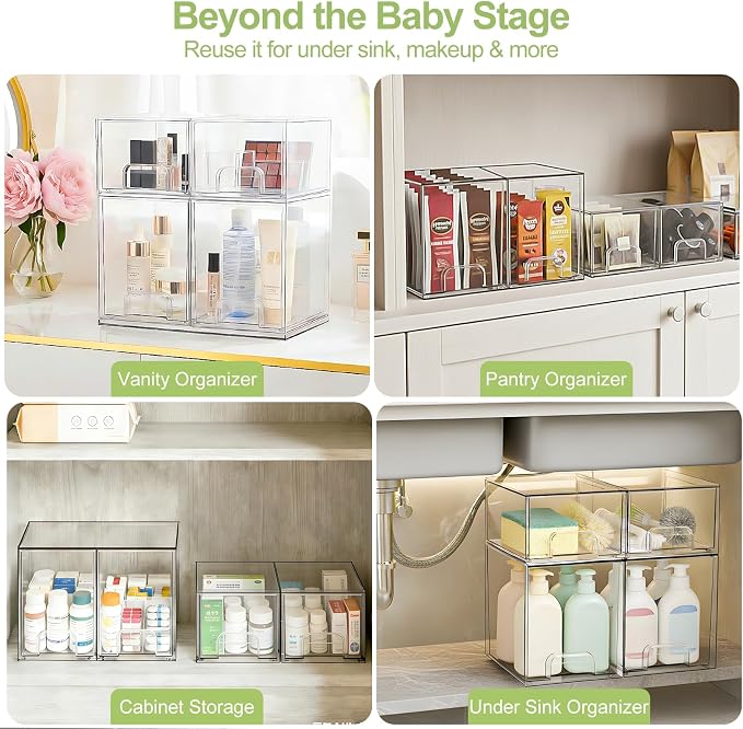 Baby Bottle Storage Organizer: Clear Stackable Storage Drawers, Acrylic Bottles - Image 4