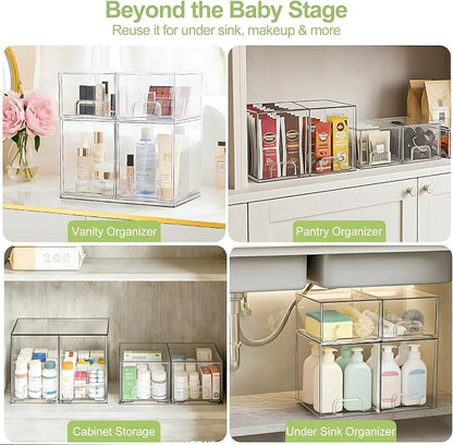 Baby Bottle Storage Organizer: Clear Stackable Storage Drawers, Acrylic Bottles - Image 4