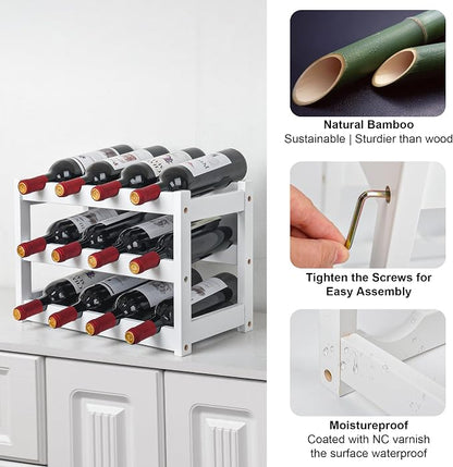 VASMIA Bamboo Wine Rack, Sturdy and Durable Wine Storage Cabinet Shelf - Image 4