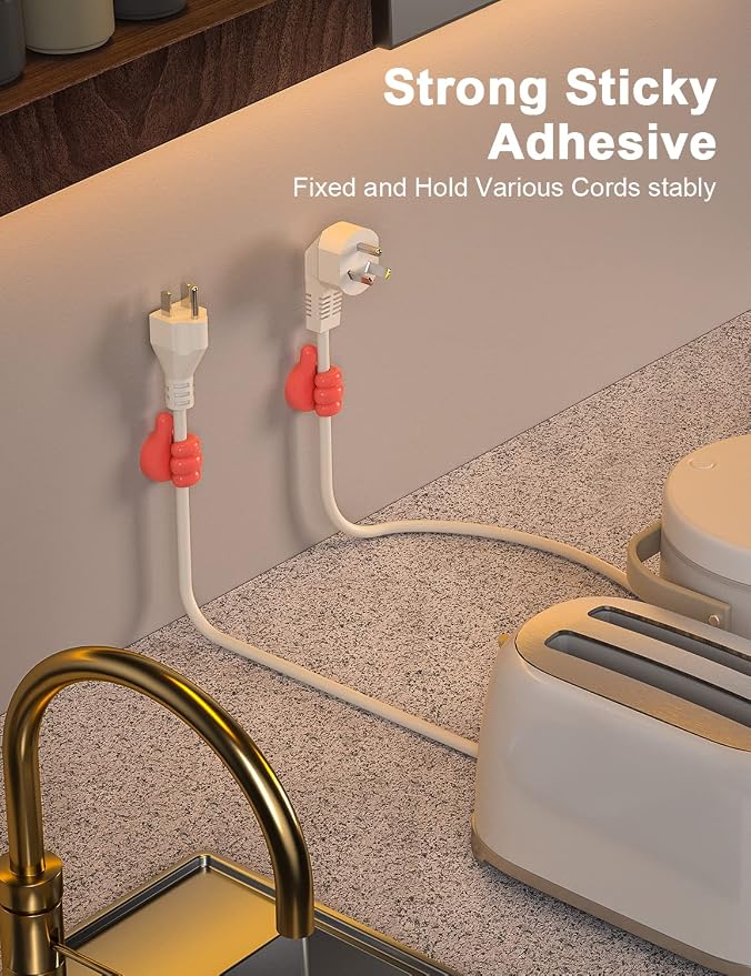 12Pcs Cable Clips, Fun Cord Holders, Silicone Thumb Wall Hooks, Cord Organizer - Image 5