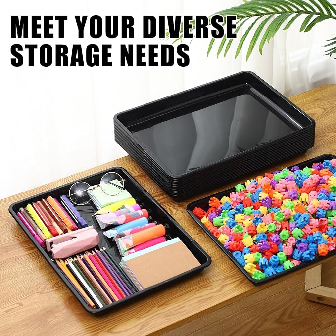 Hoteam 10 Pcs Flat Storage Organizer Tray Bin Paper Tray - Image 4