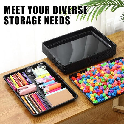 Hoteam 10 Pcs Flat Storage Organizer Tray Bin Paper Tray - Image 4