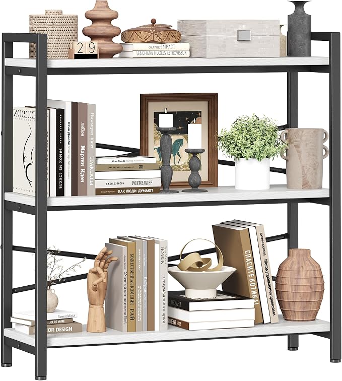 Book Shelf, 3 Tier Bookshelf 31.49" Width, Book Shelf Storage and Organization by Homeiju