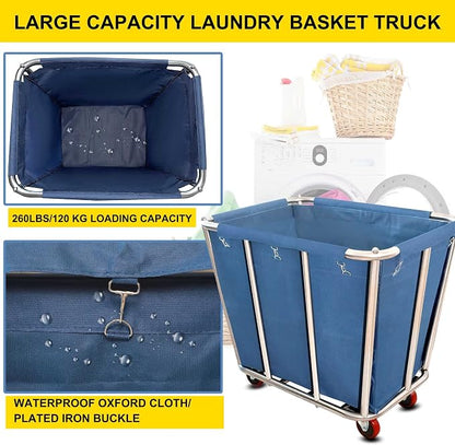 Laundry Cart Commercial, 10 Bushel Large Industrial Rolling Laundry Hamper - Image 5