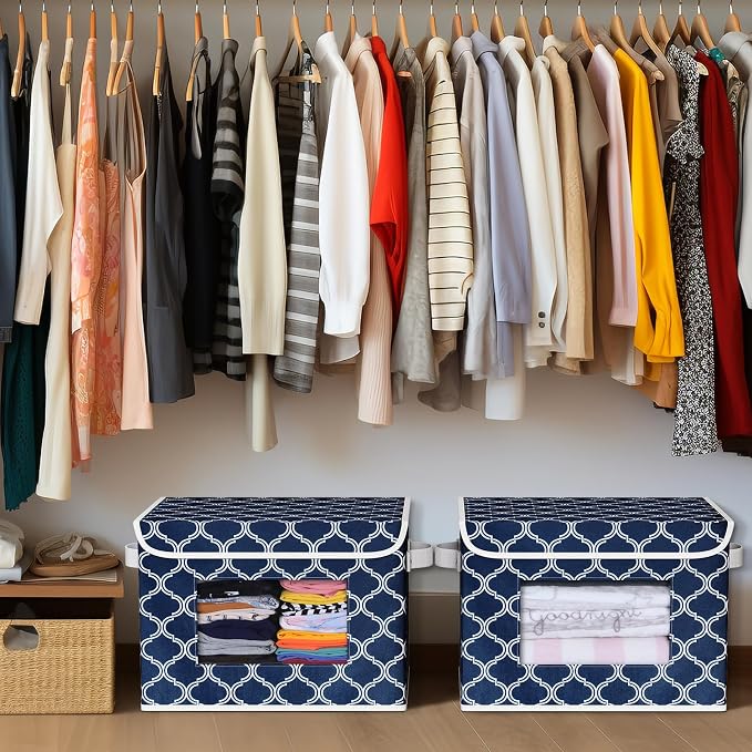 Univivi Fabric Foldable Storage Boxes Large Collapsible Stackable Storage Bins - Image 6