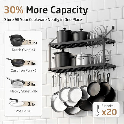 KES 150 lb High-Capacity Pot Rack Wall Mounted - Image 3