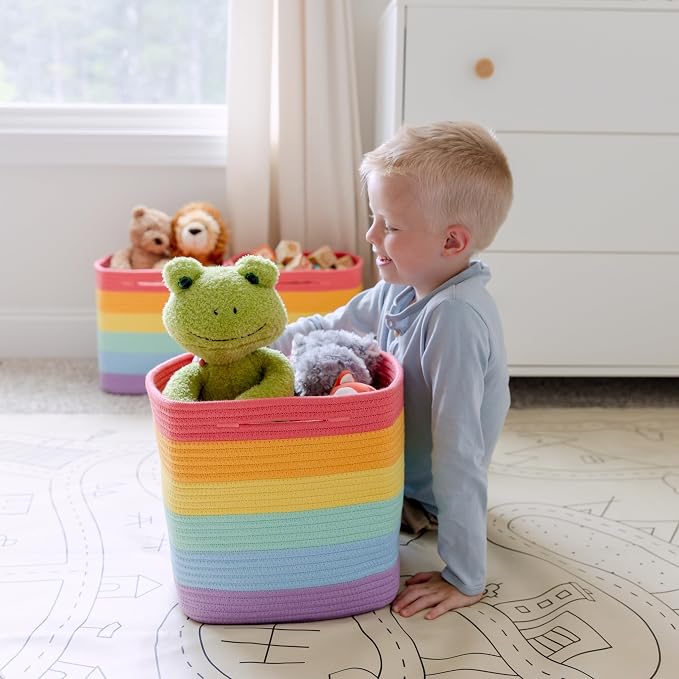 NaturalCozy Storage Cubes 11 Inch Cotton Rope Woven Baskets - Image 8
