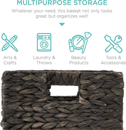 Best Choice Products 10.5x10.5in Pack of 5 Cube Storage Baskets, Water Hyacinth - Image 5
