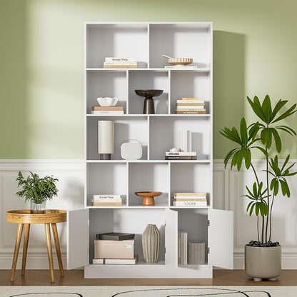 71" Tall Bookshelf with 10 Cubes and 3 Doors, 4-Tier Bookshelf, Open Shelf - Image 8