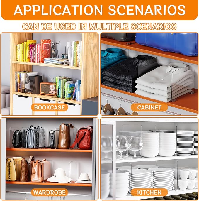 Yieach 6 Pack Acrylic Shelf Dividers - Image 3