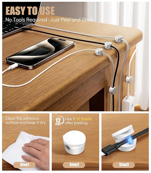 6 Pack Silicone Cord Organizer, Adjustable Magnetic Cable Clips, Strong - Image 6