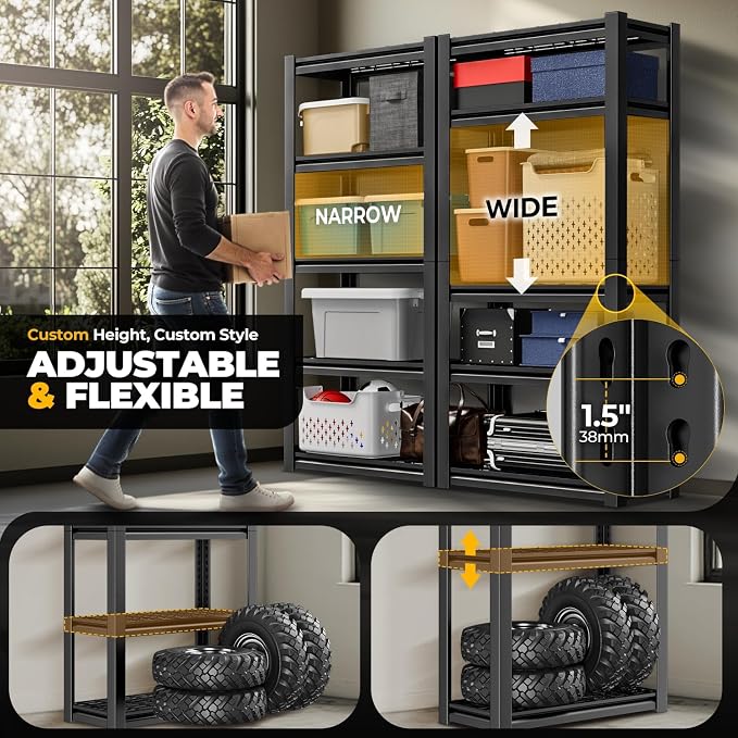 Auto Dynasty 5-Tier Storage Shelves, Metal Storage Utility Rack Shelf Unit - Image 4