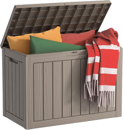 EasyUp 45 Gallon Outdoor Storage Box, Resin Waterproof UV-Resistant Deck Box by EASYUP