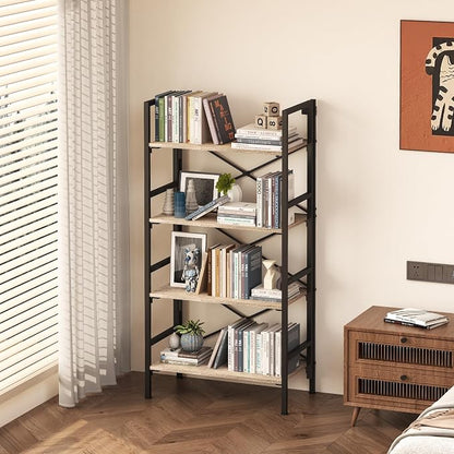 Homeiju Folding Bookshelf, 4 Tier Bookcase Foldable Shelf - Image 5