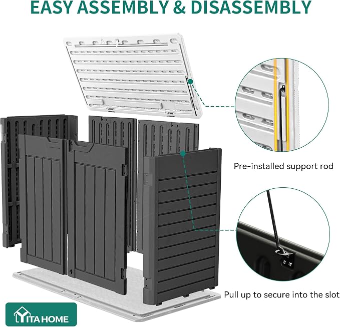 YITAHOME Outdoor Horizontal Storage Sheds w/o Shelf, Weatherproof Resin Tool - Image 8