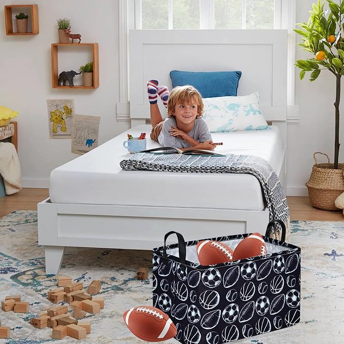 MAIZMZ Kids Hamper Storage Bins Organizer Toy Box Laundry Basket Large Canvas - Image 5