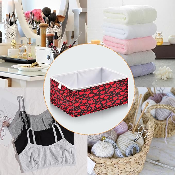 Eamless Pattern with Red Hearts Closet Organizers Storage Cubes Storage Bins - Image 5