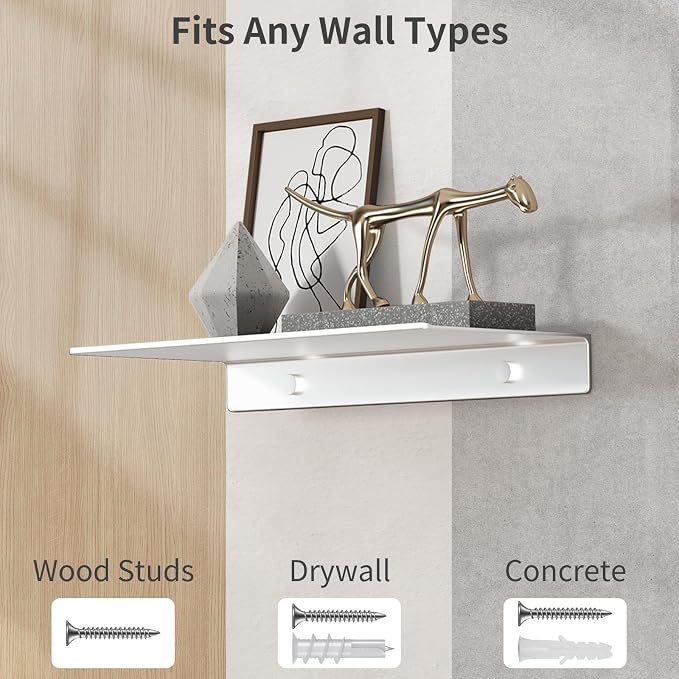 Danpoo 12 inch Metal Wall Shelf Small Floating Shelf - Image 7