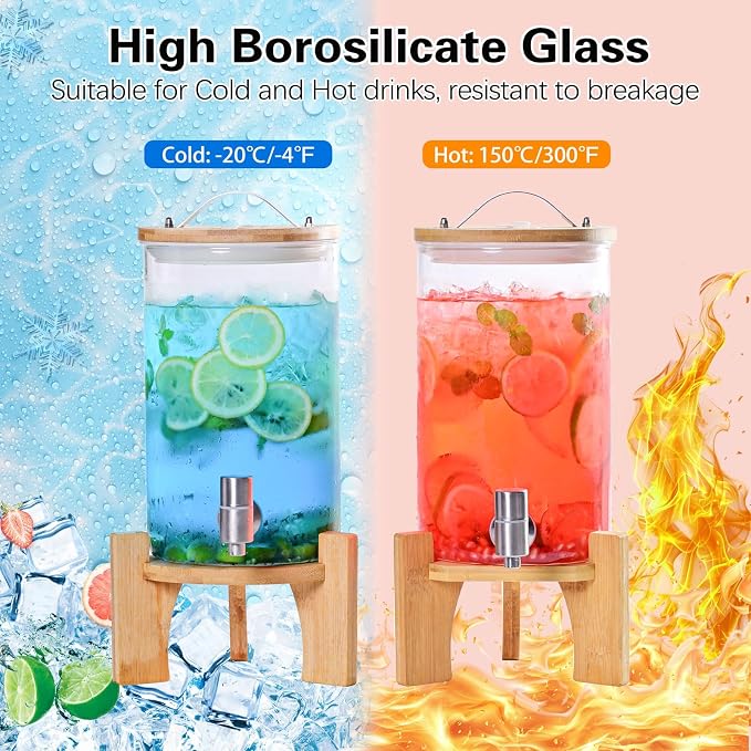 1.2 Gallon Large Glass Drink Dispenser - Image 6