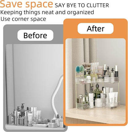 Makeup Organizer Countertop 2 Tier, Corner Bathroom Countertop Organizer - Image 4