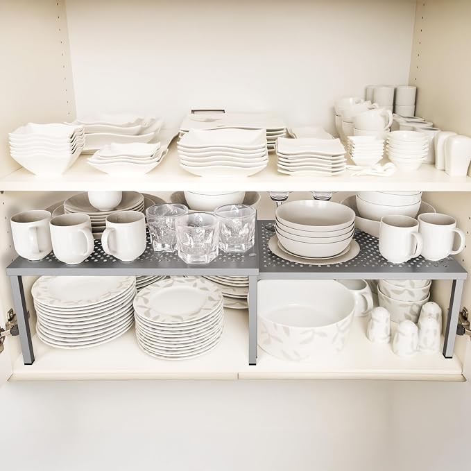 Simple Houseware Cabinet Counter Shelf Organizer w/Steel Surface - Image 2
