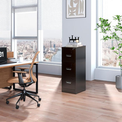 Black 3 Drawer File Cabinets - Image 2
