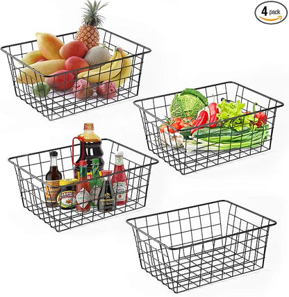 Wire Baskets for Organizing 4 Pack Pantry Baskets For Storage 11x8.7x4.7in | by Beimu