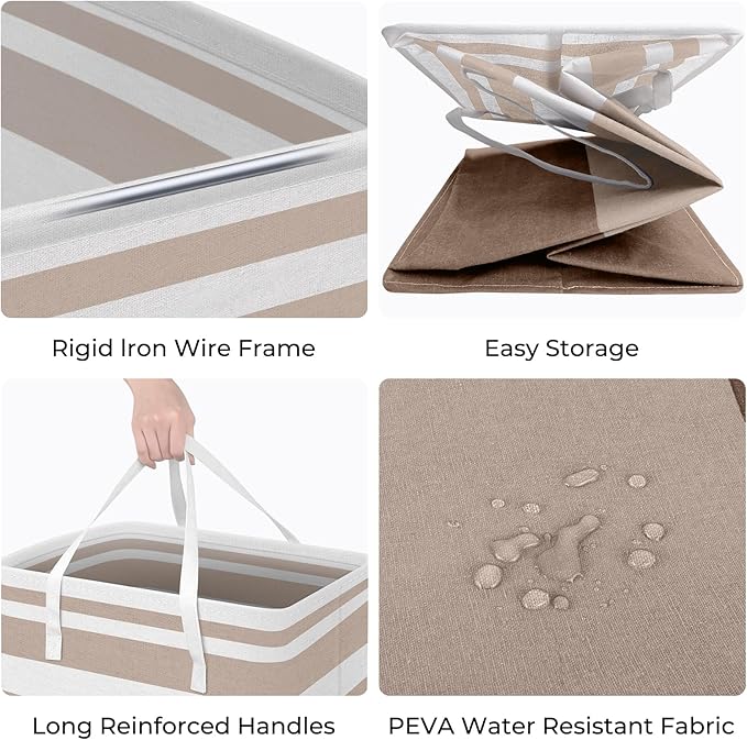 HomeHacks 2-Pack Large Laundry Basket, Waterproof, Freestanding Laundry Hamper - Image 2