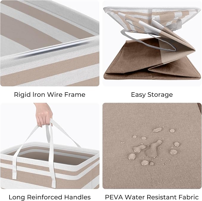 HomeHacks 2-Pack Large Laundry Basket, Waterproof, Freestanding Laundry Hamper - Image 2